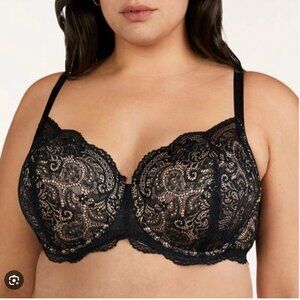 ThirdLove 24/7 Lace Contour Plunge Bra – Size 34E | Black & Nude